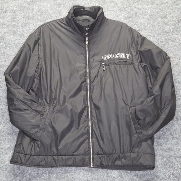 No Fear Jacket Mens Small Black Full Zip Puffer Star Button Pockets Skateboard - Picture 1 of 16